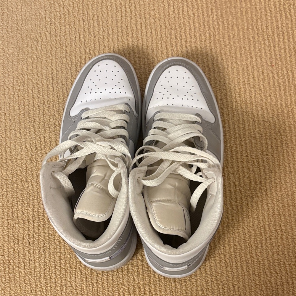 Air Jordan Gray and White mid high Sneakers